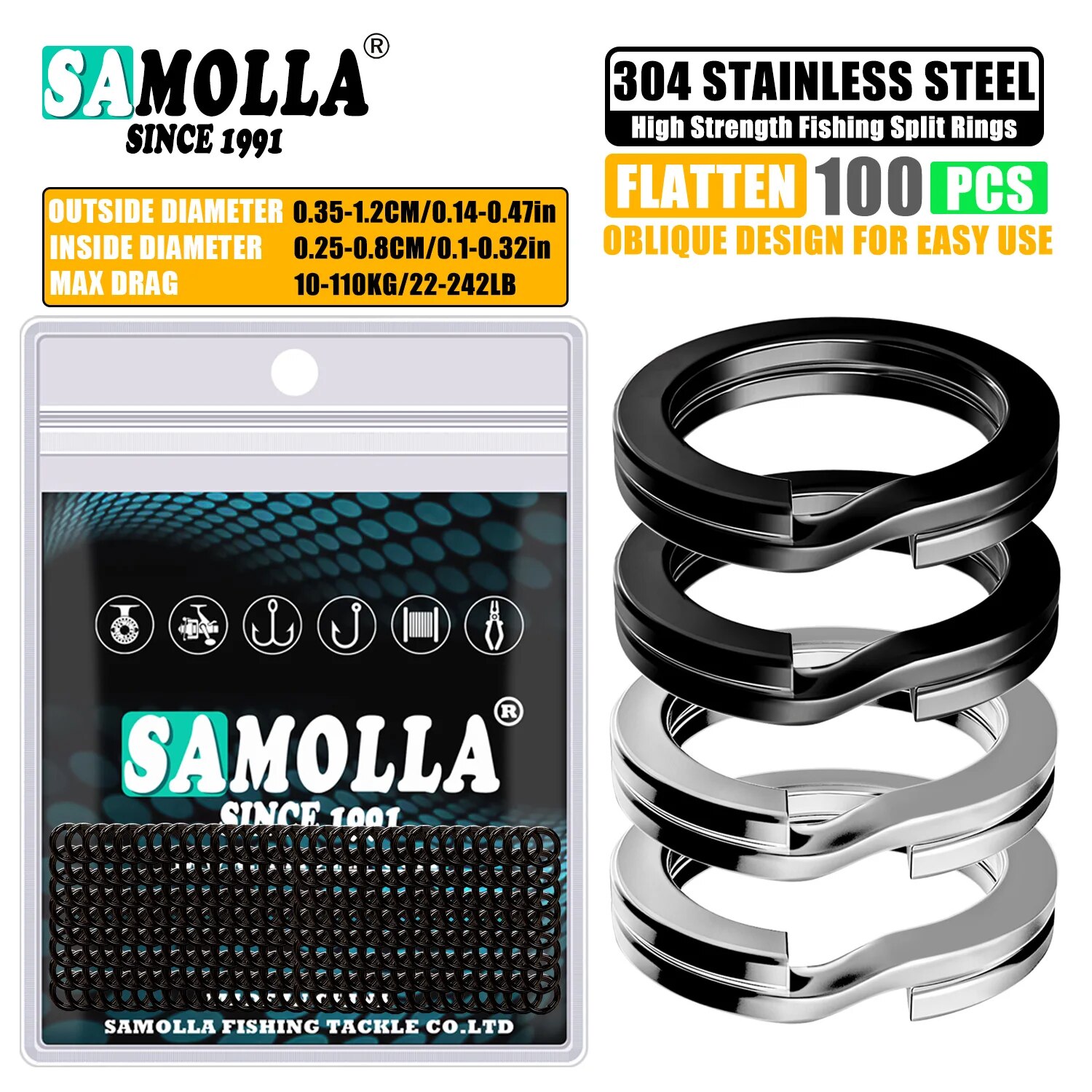 100pcs Fishing Split Rings Sta - Fishing Line Cutter 评论和价格